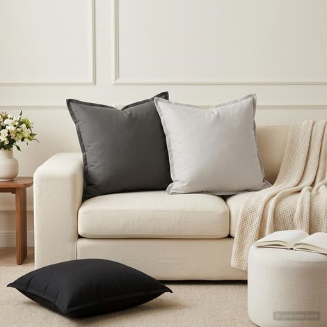 Irovami Lot de 2 housses de coussin, anthracite, polyester, 55x55 cm (1/5)