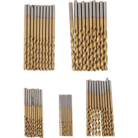 Nouveau 50pc Métal Foret Set HSS Métrique Forets 1 - 3mm ForetsJaune (1/4)