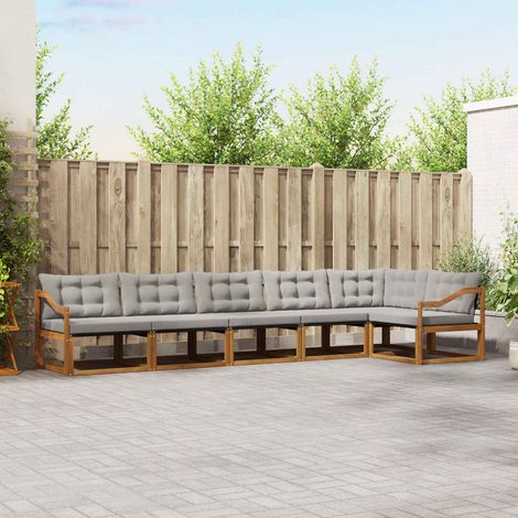 Outdoor-Sofagarnitur mit Kissen 6 pcs Natürlich und Hellgrau