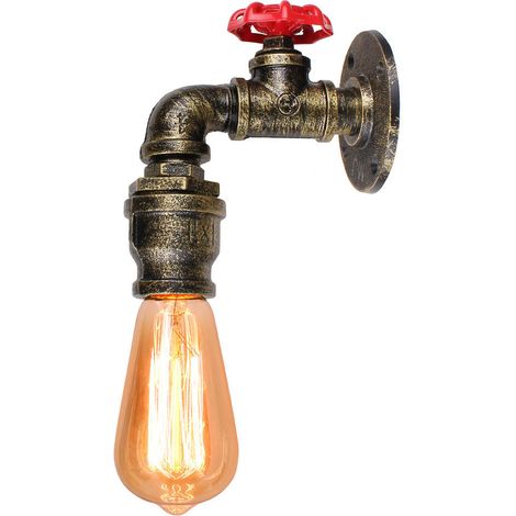 Applique Murale Vintage Industriel Lampe Murale Métal Luminaire Murale Steampunk Conduites D'eau Bronze - 1Pcs
