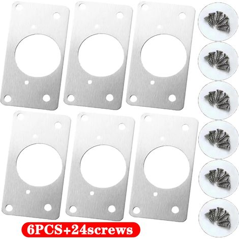 (6 pièces avec 24 vis) Plaque de réparation de charnière de porte d'armoire, plaque de renfort, plaque de réparation, plaque de fixation d'installation épaissie, plaque de réparation de charnière (1/5)