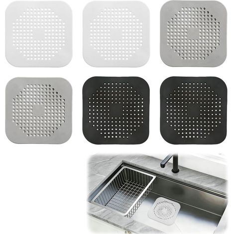 6 Filtre De Drainage, Silicone Flexible, 4 Ventouses, Grille Antiblocage, Pour Cuisine Salle De Bain Buanderie