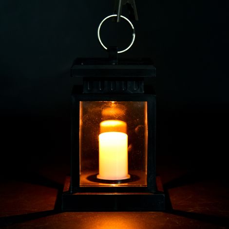 Lanterne de jardin solaire à LED avec fonction bougie pour murs, clôtures et pelouses. (1/5)