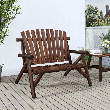 vidaXL Banco de jardín de 2 plazas madera maciza abeto 119x85x98 cm (1/5)