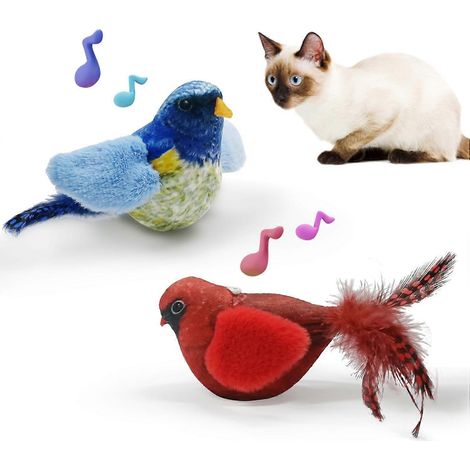 Jouet interactif chat et petit chien : chauve-souris volante à ailes battantes, activation tactile, gazouillis, avec herbe à chat (1/5)