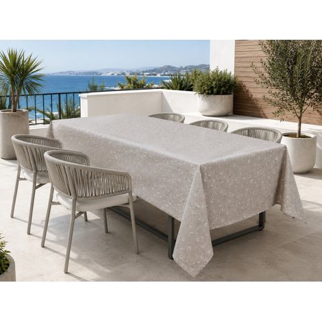 Nappe Dory Daisies sur fond beige en coton épais 80/20 fabriqué en Italie Cm. 140x180 x6 personnes (1/5)