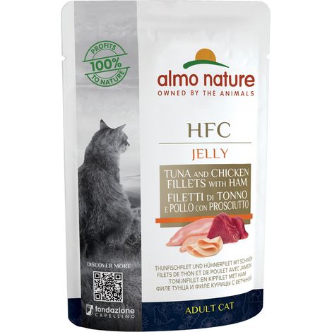 Almo Nature Gelée HFC Sachet de 55 g - Filets de thon et de poulet au jambon 55 g