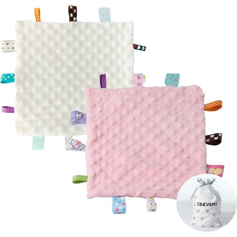 Couverture Bébé - 1 Unité - Polaire - Douceur Ivoire Et Rose - Naissance Et Cadeau - 25,4x25,4cm (1/5)