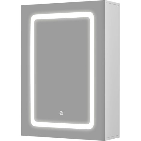 DYHOME Armoire de toilette avec éclairage, armoire de toilette suspendue à une porte, interrupteur à effleurement, LED dimmable, 50L x 70B cm (1/5)