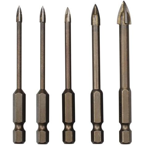 LaBlanc - Set di 5 punte da trapano triangolari, punte da trapano in carburo per piastrelle, utensile di foratura universale efficiente per vetro, piastrelle, cemento, marmo e ceramica (3/4/5/6/8 mm)