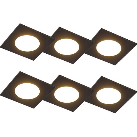 Set of 6 Recessed Spotlights Black Incl. LED 3-Step Dimmable IP65 - Simply (1/4)
