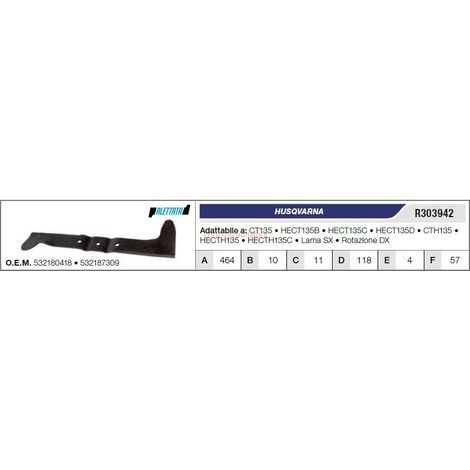 Lama HUSQVARNA trattorino tagliaerba rasaerba tosaerba CT135 HECT135B R303942