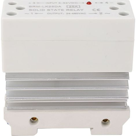 Module SSR monophasé DC à AC 25A Relais statique haute sensibilité à faible bruit avec entrée de dissipateur de chaleur Sortie 3-32VDC 24-480VAC. (1/5)