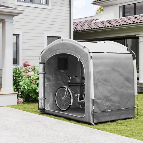 Tente de vélo abri de vélo portable pour 3-4 vélos avec poches 2 latérales 205 x 140 x 188 cm gris foncé