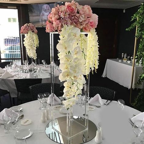 Porte - fleurs acrylique 2pcs, porte - décoration de cérémonie de mariage, pièce centrale de table à manger, vase fiançailles / anniversaire / fête / famille, 60 cm de hauteur (1/5)