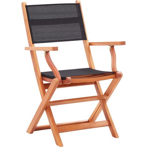 Maison Exclusive - Sedie da Giardino Pieghevoli 6 pz Nere in Eucalipto e Textilene