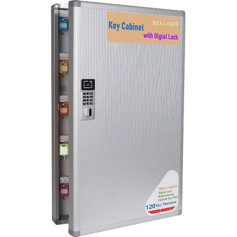 Armoires à 120 Clés avec Serrure Électronique, Métal Placards à Clés pour Montage Mural, avec Porte-Clés + Kit de Montage, Boîte à Clés de Alliage d'Aluminium Armoires à Clés TKD8651-120 (1/5)