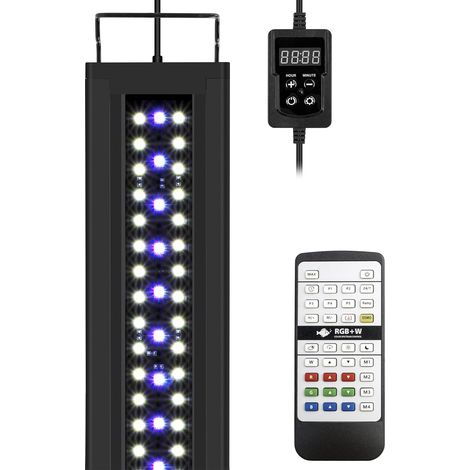 RGB+W 24/7 Rampe LED Aquarium, Éclairage LED Étanche à Spectre Complet avec la Fonction Minuterie pour Plantes d’Aquarium, 120-150 cm, 39 W, 1950 LM (1/5)