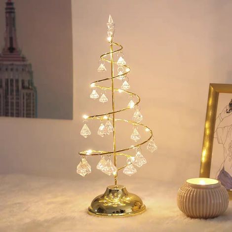 Lampe de table sapin de Noël en métal, ornement en fer forgé en spirale (1/3)