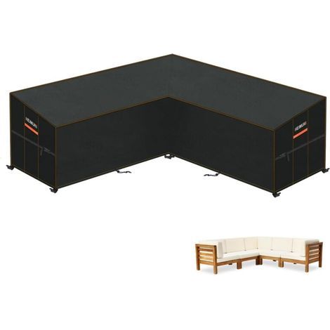 Waterproof Garden Corner Sofa Cover, Waterproof V-Shaped Garden Furniture Cover, 420D Oxford Fabric Outdoor Furniture Cover, 237 x 237 x 100 x 80/65cm MUMU