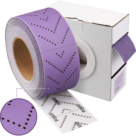 Rouleau de feuille de ponçage en céramique violette - 70 mm x 12 m - Pour le ponçage du bois, le retrait du revêtement, le ponçage automatique, la réparation de carrosserie - Grain 120 (1/5)