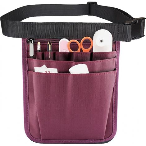 1 bolsa de herramientas multifunción con cinturón, bolsa de herramientas morada, bolsa de almacenamiento de accesorios de enfermera con cinturón ajustable para enfermeras y jardineros (1/5)