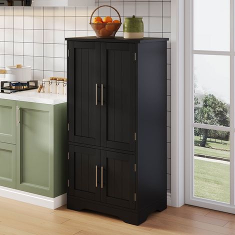 DESMIU Colonne de Cuisine 2 étagères réglables et 1 tablette de porte avec LED sensorielle pour cuisine, salle à manger, salon, noir 120 × 60 × 40 cm (1/5)