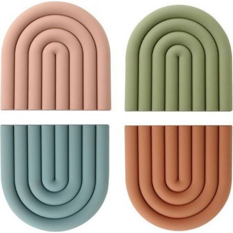 Dessous de Plat Silicone, Protecteurs de PoêLes Colorés, RéSistance à la Chaleur, Protection AntidéRapante, Dessous de Verre et Bols Et décoration, 4 Pièces (1/5)