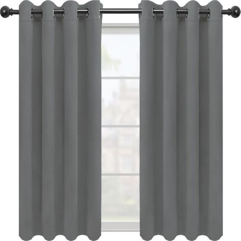 Rideau Occultant - 42 x 63 Pouces - Garniture à Anneaux Métalliques - Isolation Thermique et Atténuation Sonore - Pour Chambre à Coucher Salon Bureau - 2 Pièces (1/5)