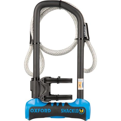OXFORD Diebstahlsicheres Vorhängeschloss mit Bügel 14 PRO U-Schloss 320 mm x 177 mm BLAU