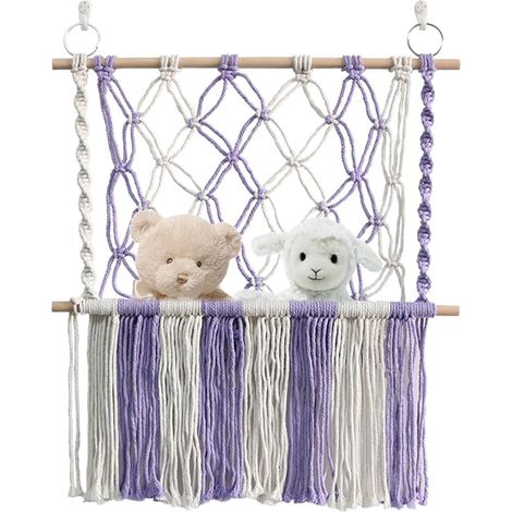 Caja de juguetes de pared hecha a mano con cuerda de algodón, decoración de peluche de 55 × 60 cm para el hogar, dormitorio o sala de estar.