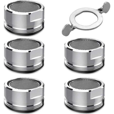 Lot De 5 Aérateurs M24 - Robinet - Filetage Extérieur - Buse De Mélange Avec Filtre En Acier Inoxydable - Avec Clé De Mélange Chromée - Pour Robinets (1/5)