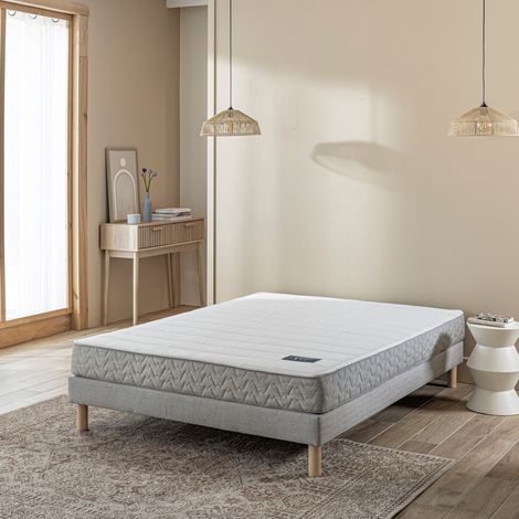 Ensemble sommier et matelas 160x200 cm ressorts ensachés ferme Terre de Nuit Poésie Gris clair - Poésie (1/3)