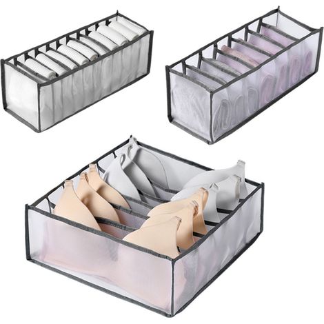 Scatola portaoggetti pieghevole per biancheria intima, per uso domestico, divisorio a rete per cassetti, organizer per biancheria intima/reggiseni/calze