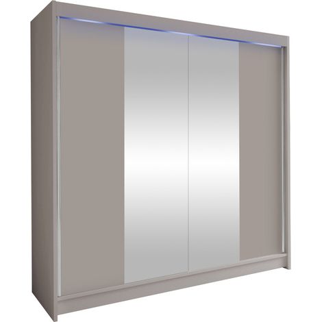 Armario Closico Cavaris II, Cachemira, 215x180x58cm, Puertas de armario: Correderas, Número de estantes: 5, LED