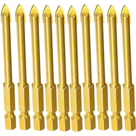 Brocas de carburo de tungsteno ZVD de 6 mm con vástago hexagonal plano para espejos, porcelana y mármol. (1/4)