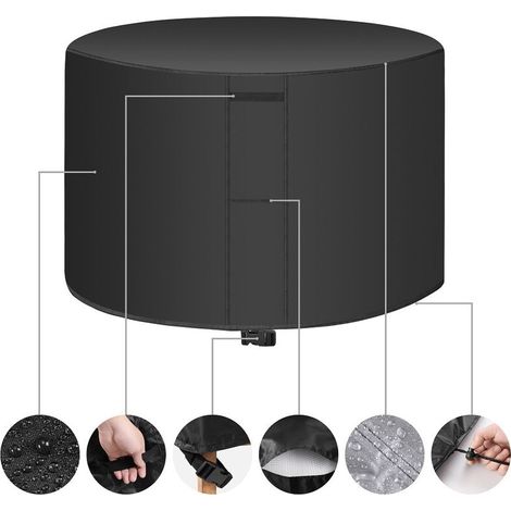 Round Patio Furniture Cover, Waterproof Outdoor Table Chair Cover, Anti-Fading Cover for Outdoor Furniture Set, UV Resistant (Black, 230110cm) (1/4)