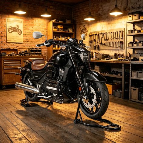 Cric d'atelier en acier noir, capacité de 390 kg, bras réglable avec fourches en U et en L, pour le chargement de motos et de vélos par l'avant et par l'arrière (uniquement avec supports de roue avant (1/5)