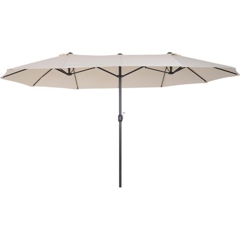 easycomfort ombrellone parasole da giardino e esterno doppio in tessuto e poliestere, 4.55 x 2.4m, beige (1/5)