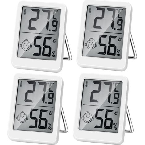 Hochpräzises digitales Innenthermometer und Hygrometer, Temperatur- und Feuchtigkeitsmonitor, Thermo-Hygrometer-Anzeige (4 Stück)