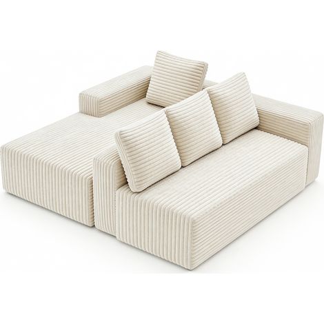 Divano componibile Cloud con chaise longue a L, divano modulare moderno con seduta profonda, divani imbottiti con chaise longue a destra per soggiorno e camera da letto, nessun montaggio richiesto, be (1/5)