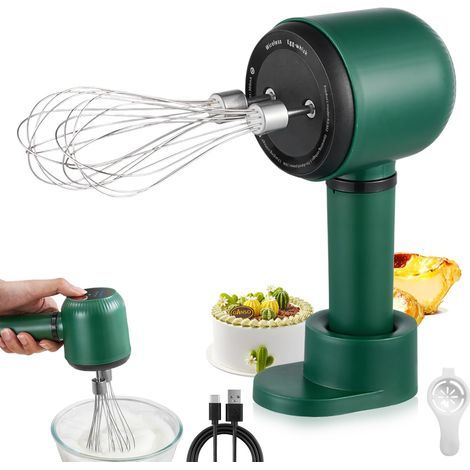 Batteur Électrique Sans Fil USB 3 Vitesses 1200mAh - Fouet à Main en Acier Inoxydable avec 2 Têtes Amovibles pour Œufs, Crème et Pâtisserie (1/5)