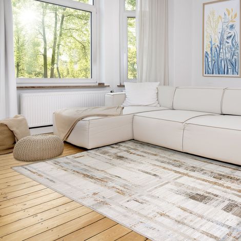ASTRA Tapis «Jules» Rayons gris-beige 160x230 cm tapis à poils courts doux (1/5)