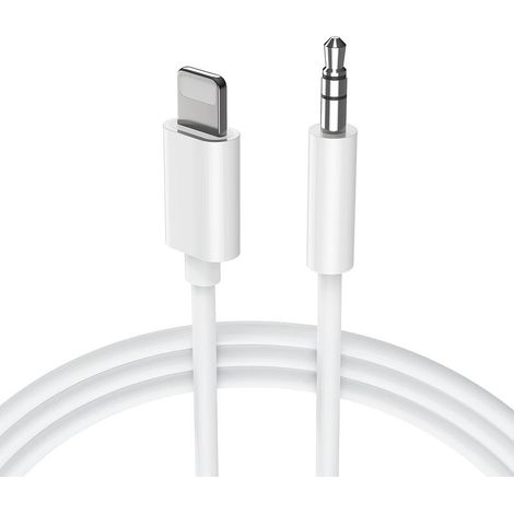 Câble Audio Auxiliaire Voiture pour iPhone 12,Auxiliaire Voiture Jack 3,5mm Stéréo Mâle Compatible iPhone 14/13/12/11 Pro Max/Pro/8/8Plus/7 Plus/X/XR, Maison - Blanc（1M） (1/5)