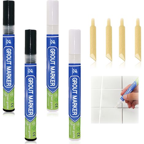 Crayon Pour Joint De Carrelage - 4 Pièces - Noir Et Blanc - Longueur 14 Cm - Embout Remplaçable Inclus (1/5)