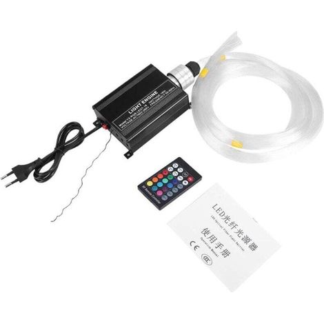 Lumière à fibre optique LED 16 W RGBW 0.75 mm x 2 m pour réaliser un ciel étoilé avec éclairage à fibre optique + télécommande RF 24 Key. 150 pièces (EU Plug)