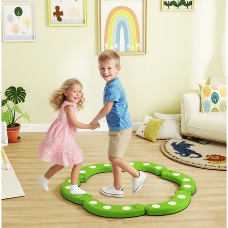 Altalena per bambini a 6 segmenti curvi verdi con rilievi sensoriali (1/5)