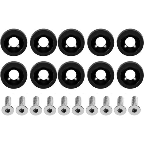 Fydun Unterlegscheiben und Schrauben, Packung mit 20 M6 Edelstahl-Stoßdämpferscheiben für Aluminiumschrauben 6 mm (Schwarz).