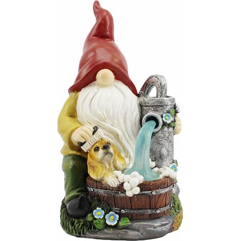 Boule lumineuse solaire pour jardin, statue de nain de jardin, nain elfe, figurine décorative en résine, statue de style dessin animé pour la décoration de jardin
