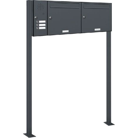 2er Standbriefkasten 3 Klingel und Sprechgitter RAL Farbe 7016 - Anthrazit (1/5)